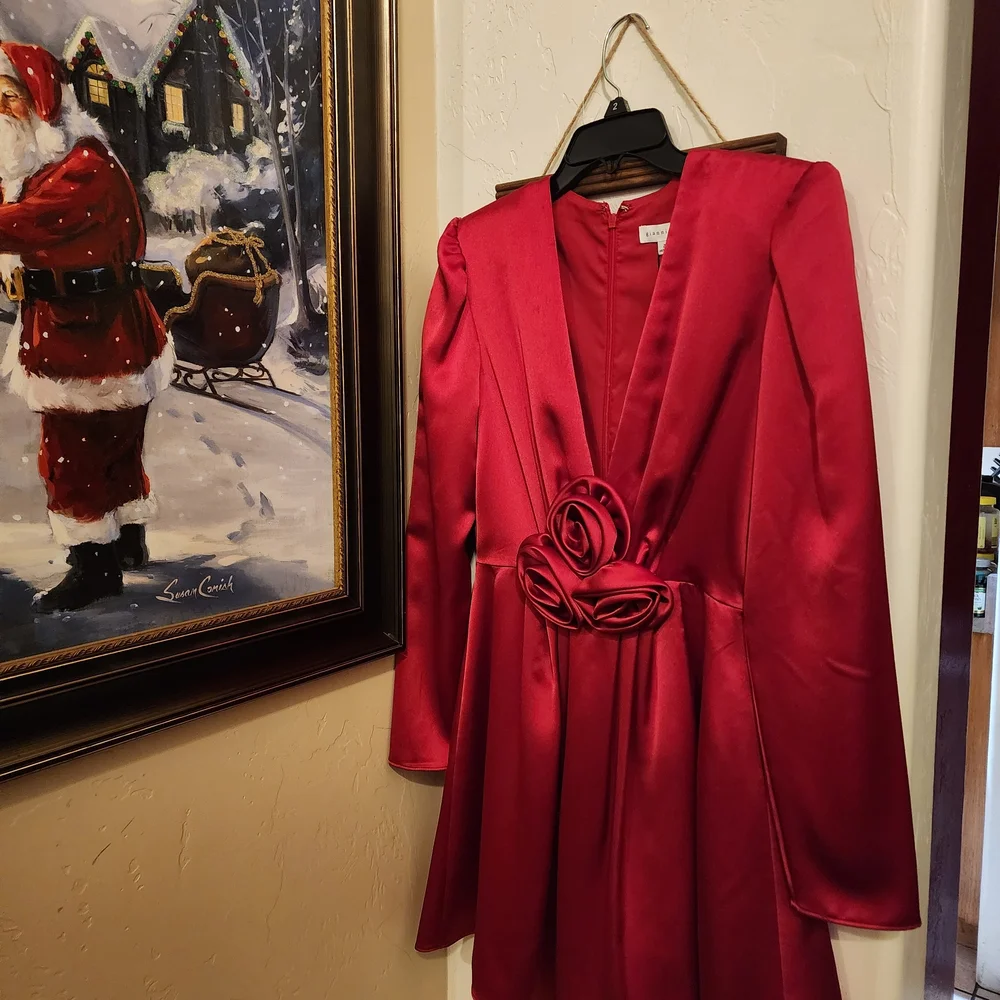 Gianni Bini Vibrant Red Satin Dress - Picture 1 of 4